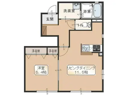 ペットケアビレッジ小手指南B(1LDK/1階)の間取り写真