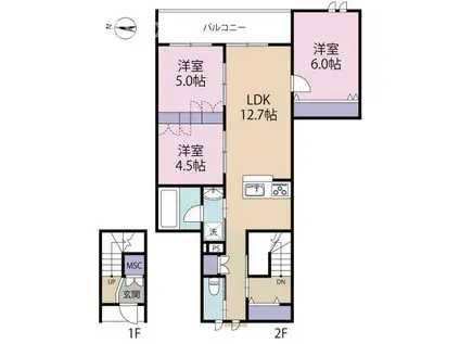 プリマベーラ(3LDK/1階)の間取り写真