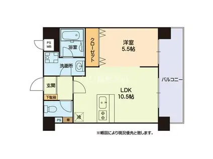 ドゥ・アンディオール近見(1LDK/2階)の間取り写真