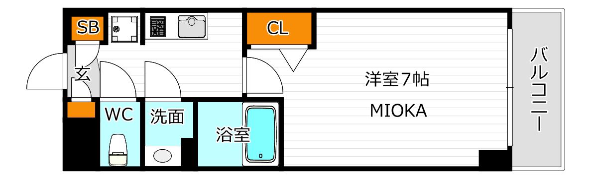 DOUBLE NINE RESIDENCE TENNOJIMINAMI(1K/7階)の間取り写真