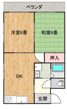 サンコーポ松岡2番館(2DK/2階)の間取り写真