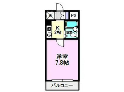 ハイシティ岩田(1K/4階)の間取り写真