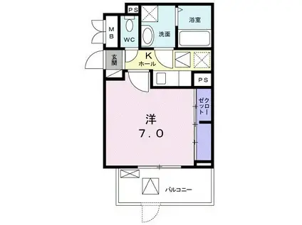 ホワイトウェル平塚(1K/1階)の間取り写真