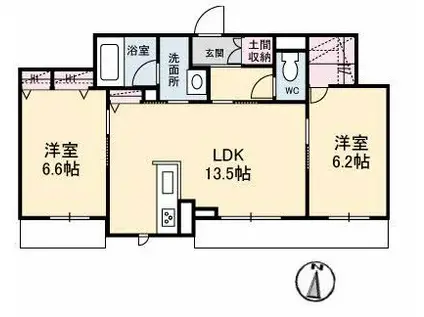 AILE西阿知(2LDK/1階)の間取り写真