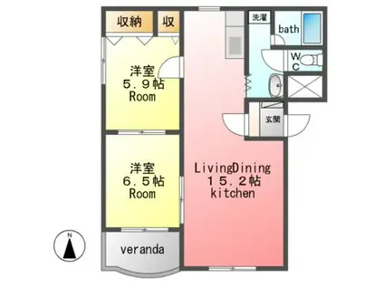 ミヤビタウン(2LDK/3階)の間取り写真