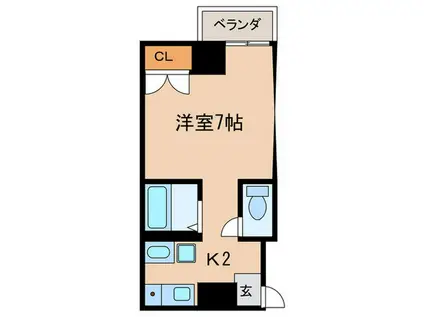 クレーデル四条(1K/3階)の間取り写真