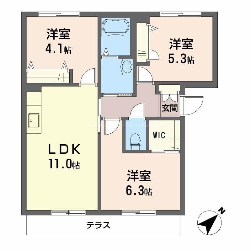 メゾン・ド・エムズII(3LDK/1階)の間取り写真