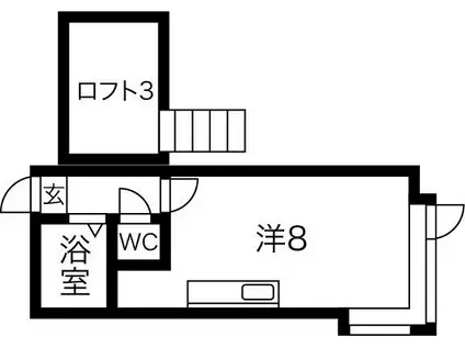 ロイヤルハイツ平岸(ワンルーム/2階)の間取り写真