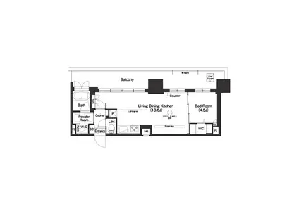 ブルロック後楽園(1LDK/15階)の間取り写真
