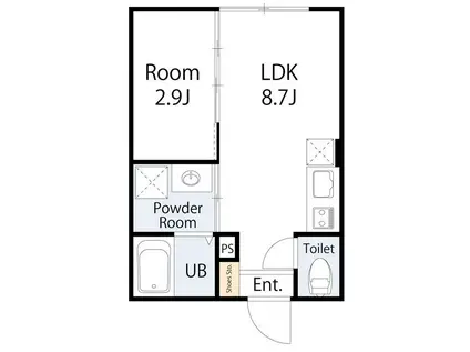 FLAP新都心(1LDK/3階)の間取り写真