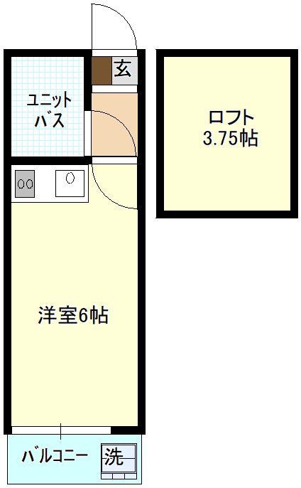 アビタシオン(ワンルーム/2階)の間取り写真