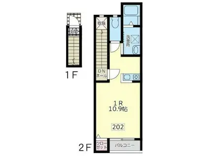 チエルカーサ24(ワンルーム/2階)の間取り写真