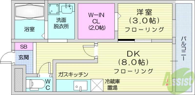 カナディアンコート平成(1DK/3階)の間取り写真