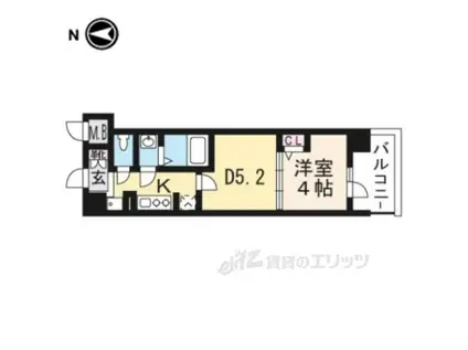 ベラジオ西大路五条(1DK/2階)の間取り写真