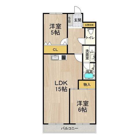 シャトーレイクルイーズ(2LDK/5階)の間取り写真