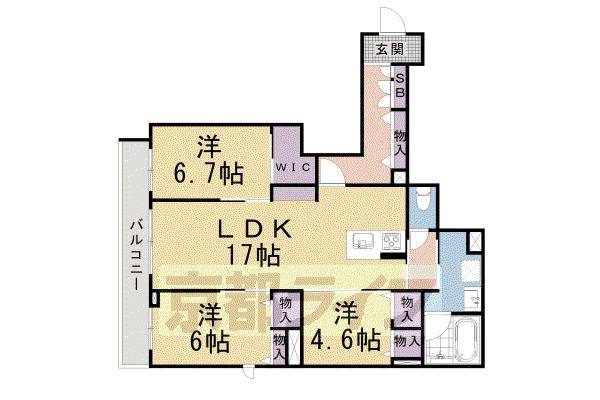 モモ北山(3LDK/2階)の間取り写真