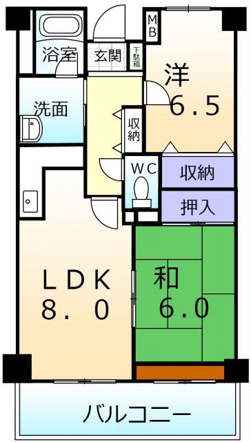 PRIME COURT(2LDK/5階)の間取り写真