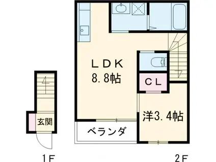 春と川音のフィオーレGOBRIDGE(1LDK/2階)の間取り写真