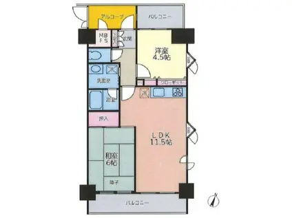 ライオンズプラザ本蓮沼(2LDK/12階)の間取り写真