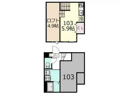 ライゼストフォンテーヌ(ワンルーム/1階)の間取り写真