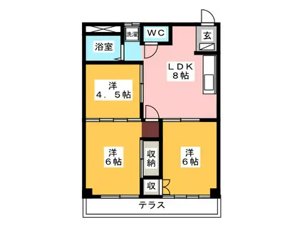 リバーハーフハイツ(3DK/2階)の間取り写真