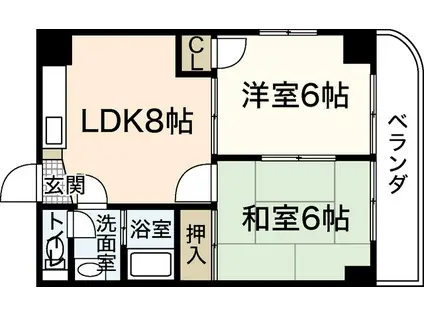第55東白島ビル(2LDK/7階)の間取り写真