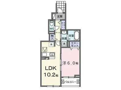 フォルトゥーナ 播磨(1LDK/1階)の間取り写真