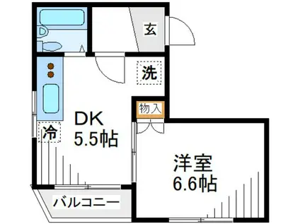新宿武蔵野マンション(1DK/6階)の間取り写真