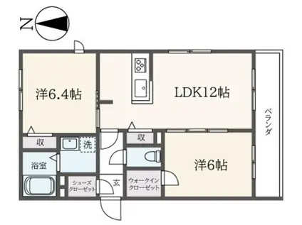 ラヴィエール永福町(2LDK/1階)の間取り写真