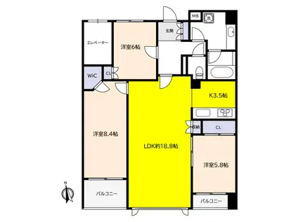 シティハウス芦屋大原町(3LDK/3階)の間取り写真