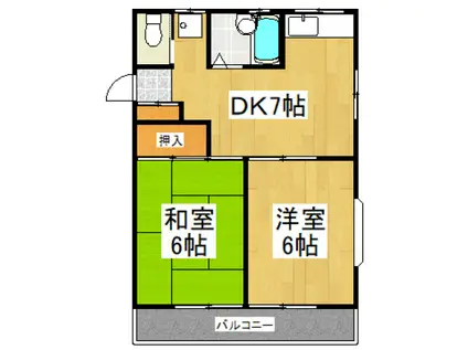 コーポ山下(2DK/2階)の間取り写真