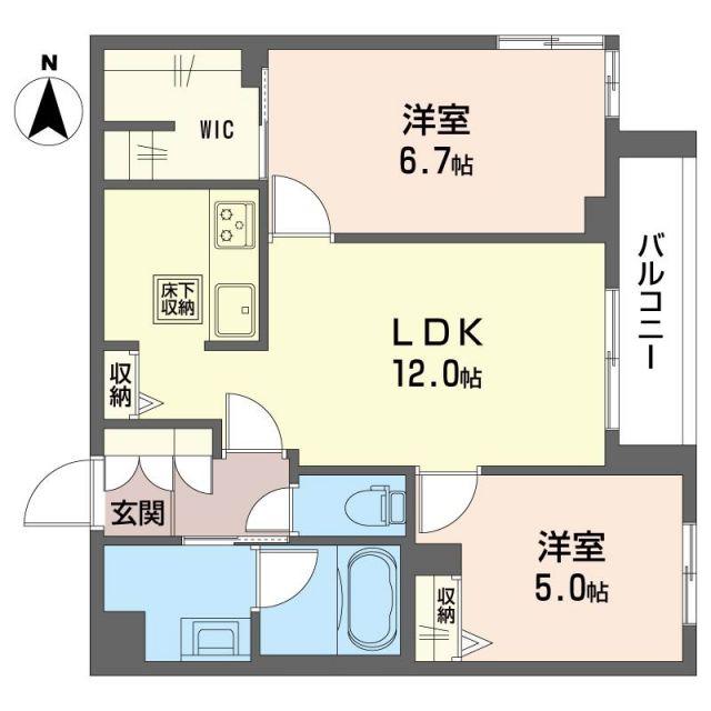 プレリー・レーヴ都賀(2LDK/1階)の間取り写真