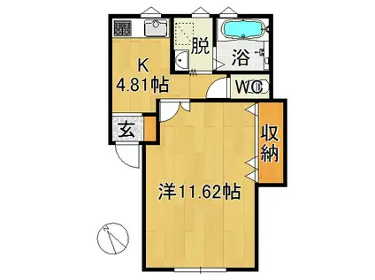 T・Kレジデンス(1K/1階)の間取り写真