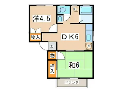 コーポ不二美(2DK/2階)の間取り写真