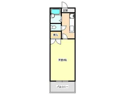 リヴィング若葉(1K/1階)の間取り写真