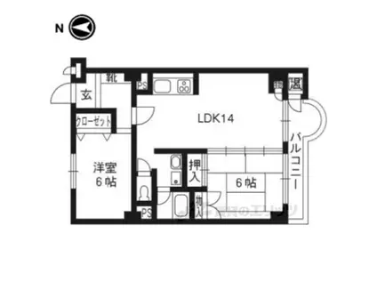 山科音羽マンションA棟(2LDK/7階)の間取り写真