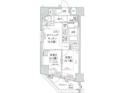 アイル王子ノルド(2DK/4階)の間取り写真