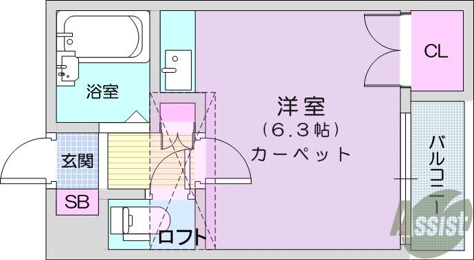 ロイヤルヒルズ富沢Ⅰ(1K/3階)の間取り写真