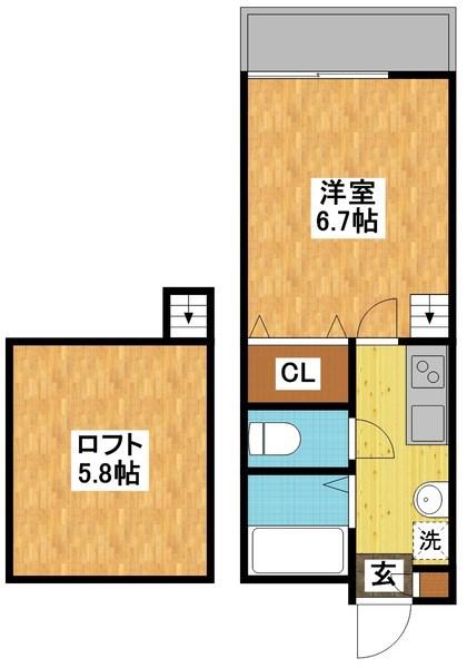 MODERN PALAZZO 文教東(1K/2階)の間取り写真