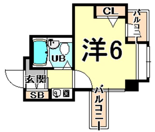 ドール甲子園口(1K/6階)の間取り写真