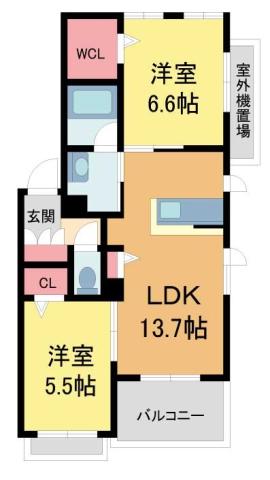 サンティエ ソレイユ(2LDK/3階)の間取り写真