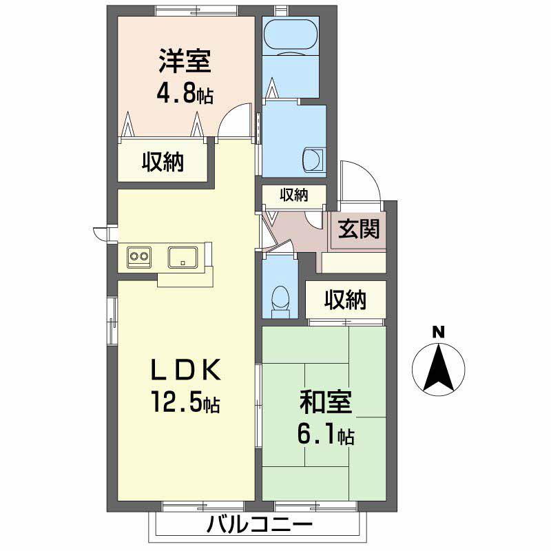エクセルメゾン G棟(2LDK/1階)の間取り写真