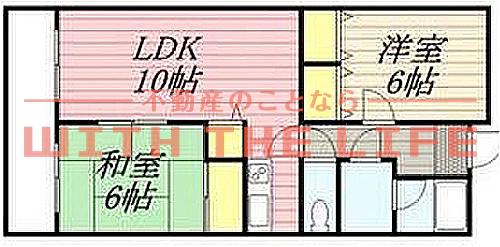 ハイツサンリバー(2LDK/3階)の間取り写真