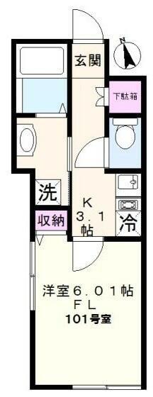 チャルテ西早稲田(1K/1階)の間取り写真