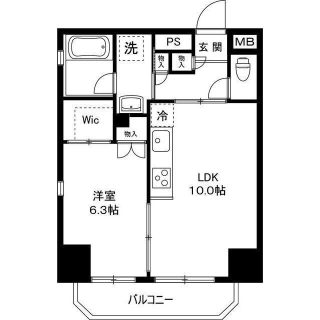 グランデュールVII大田中央(1LDK/6階)の間取り写真