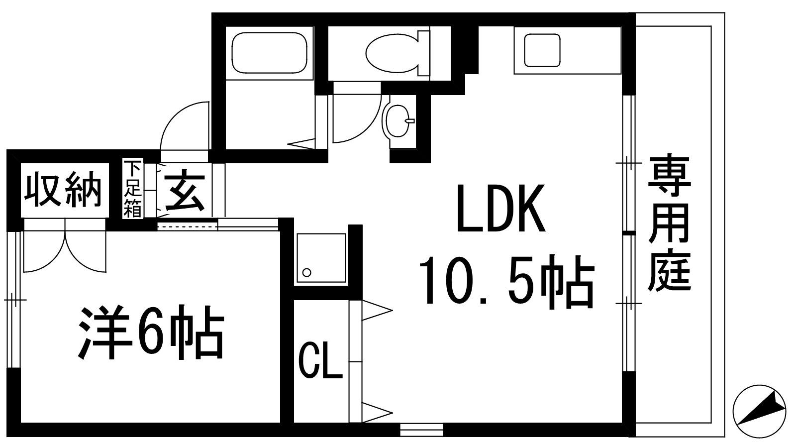 サニーライフ御殿山A棟(1LDK/1階)の間取り写真