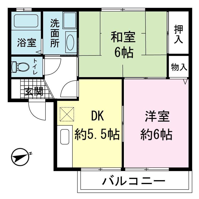 ソフィアK(2DK/2階)の間取り写真