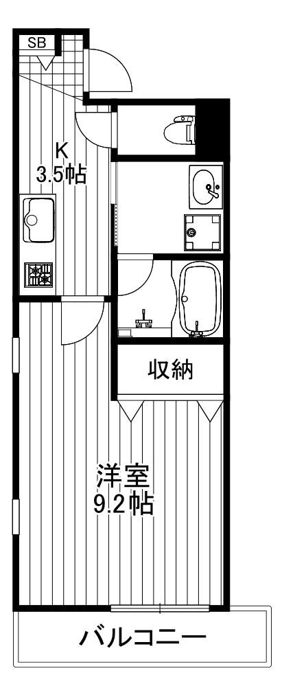 AZURE三宿(1K/3階)の間取り写真