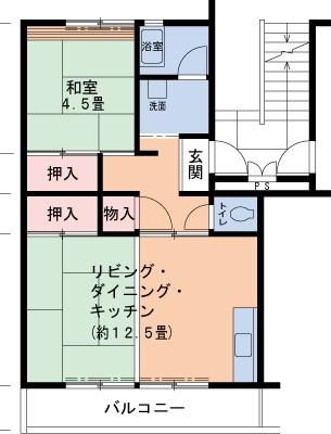 UR泉南一丘(1LDK/7階)の間取り写真