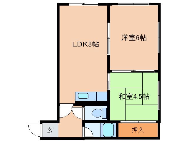 広和ハイツ23(2LDK/2階)の間取り写真